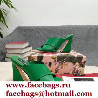 Dolce  &  Gabbana Heel 11cm Mules Calfskin Green with Geometric Heel 2022